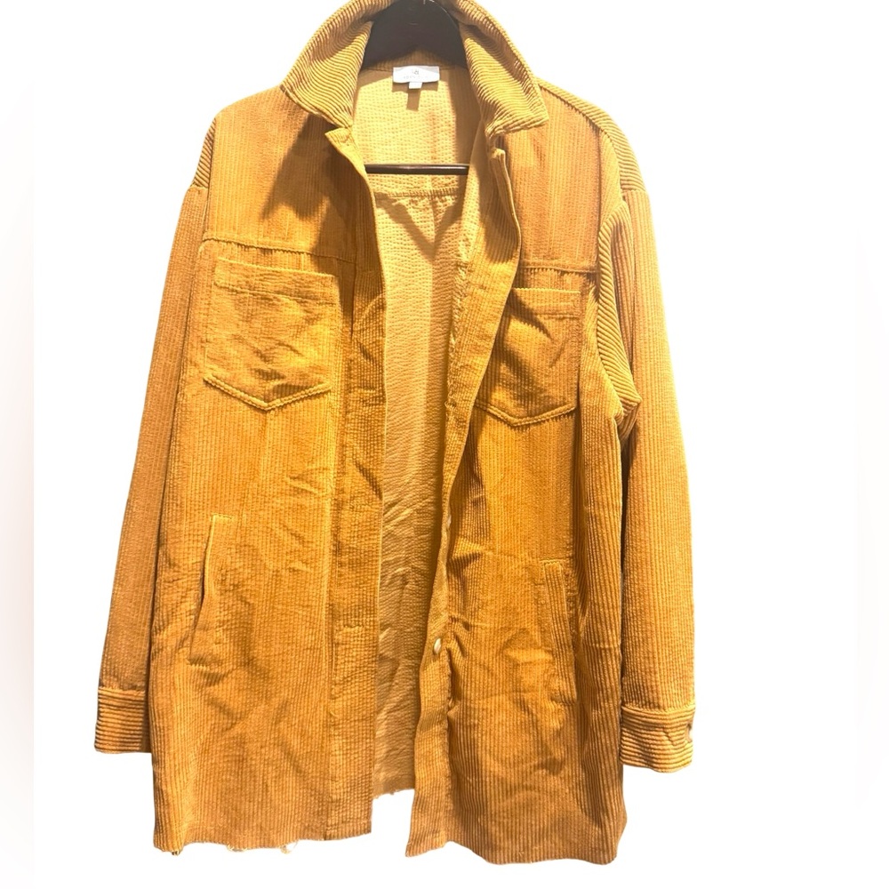 Urban Daizy | Women’s Mustard Corduroy Long Oversized Jacket | L